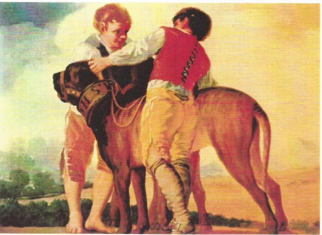 molosos dogo goya dos niños y un perro